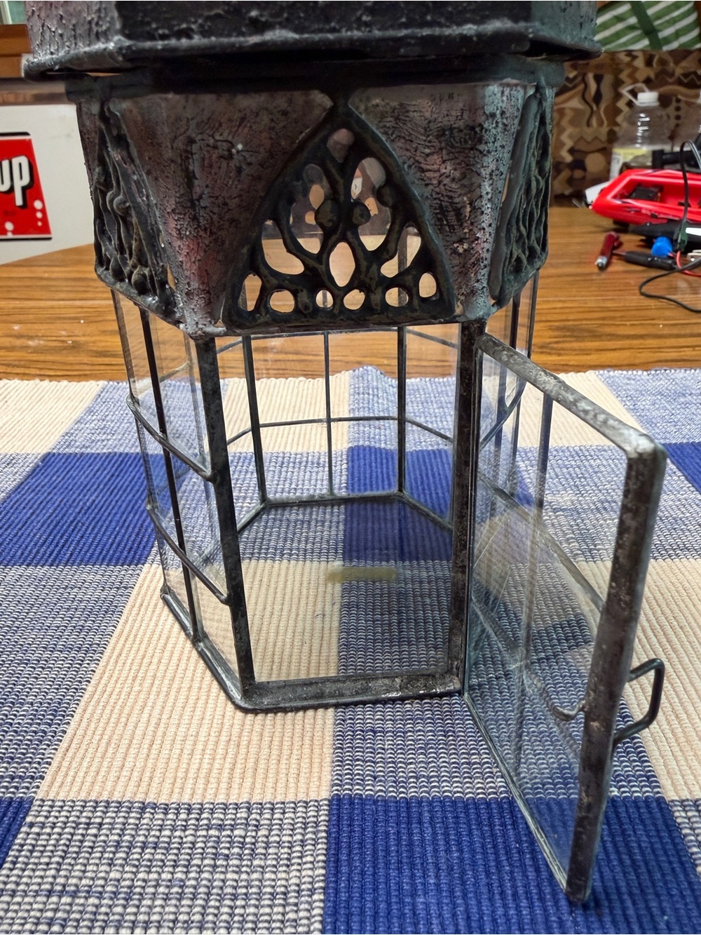 Rustic Red Metal Lantern/Terrarium- Home Accents - Picture 3 of 4